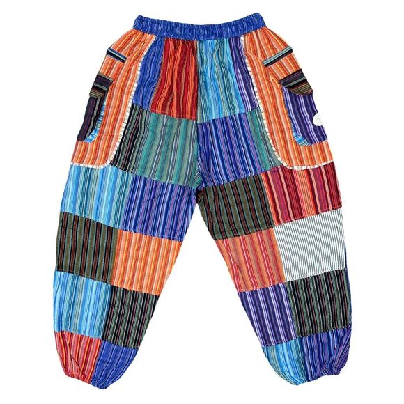 Unique Handmade Nepalese Boho Patchwork Jogger Pants - Size Large - Picture 6 of 7
